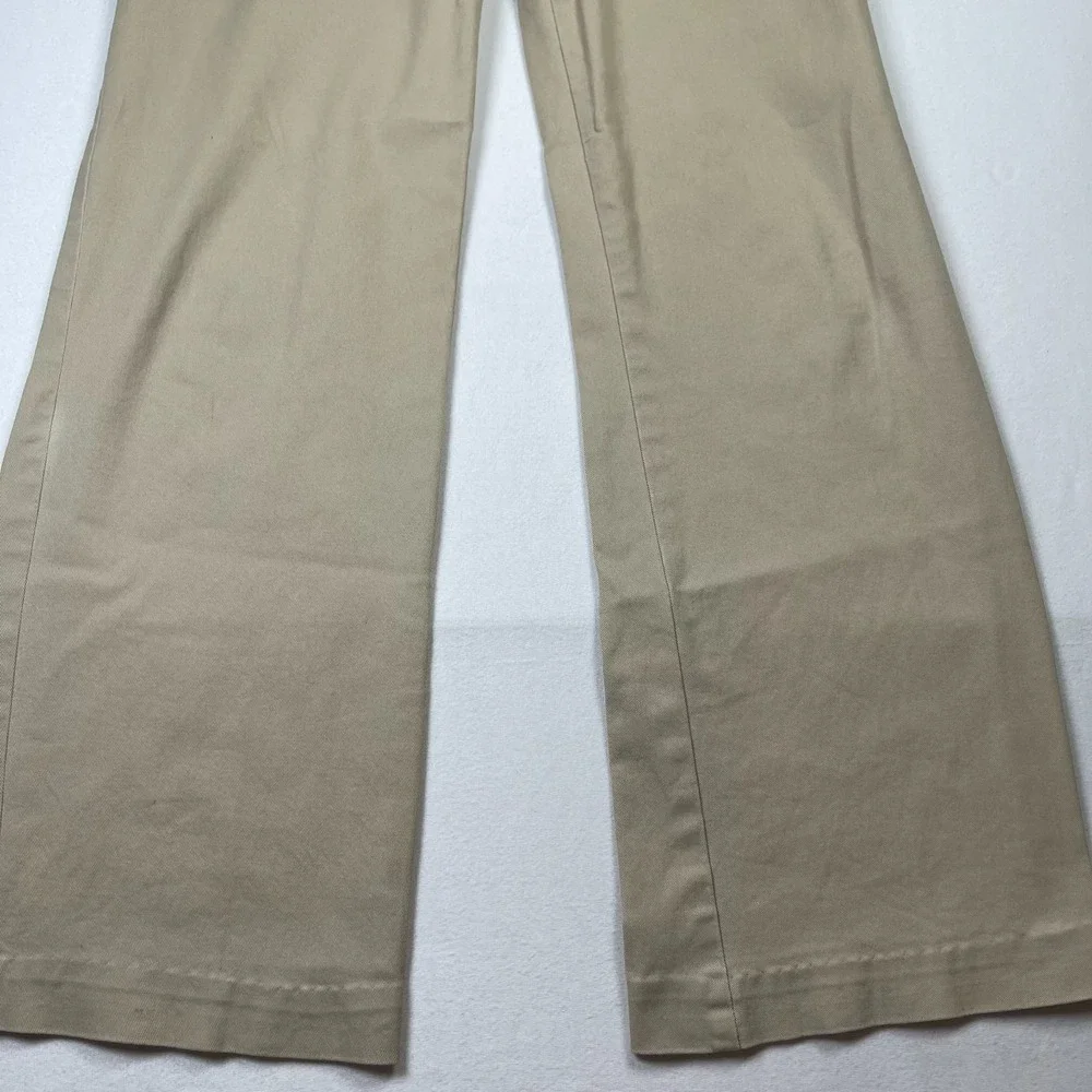 Express Pants Women 11/12 Beige Cotton Stretch Pockets High-Rise Wide Leg Preppy